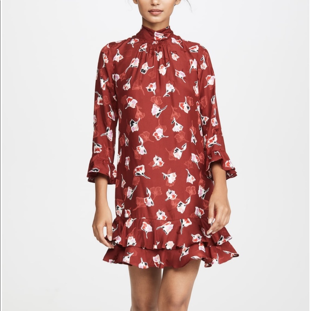 Rebecca Taylor Cabernet Floral-Print Shift Dress